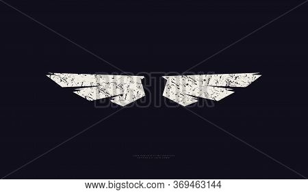 Stock Vector Wings Silhouette With Vintage Texture. For Logo, Emblem And T-shirt Design