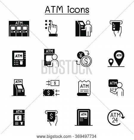 Atm Related Vector Icons. Contains Such Icons As Money, Deposit, Withdraw, Card, Atm Machine And Mor