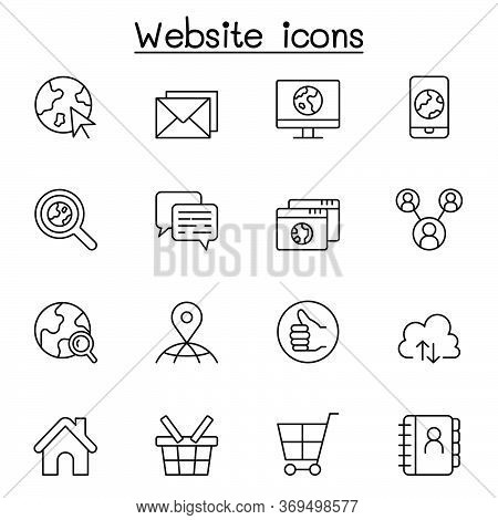 Internet, Browser, Website Icon Set In Thin Line Style