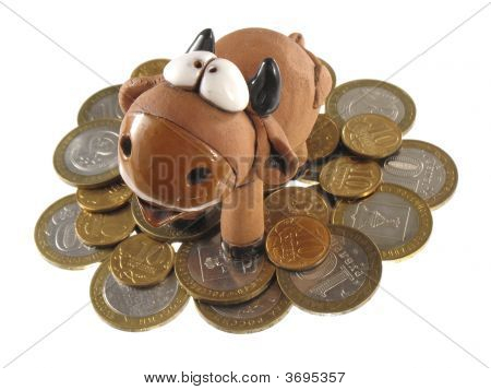 Geld und Bull. isoliert.