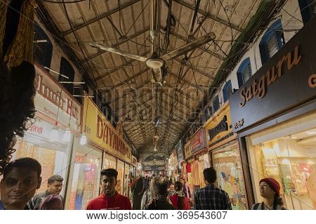 Kolkata, West Bengal, India - 29th December 2019 : People Walking Inside New Market At Esplanade Are