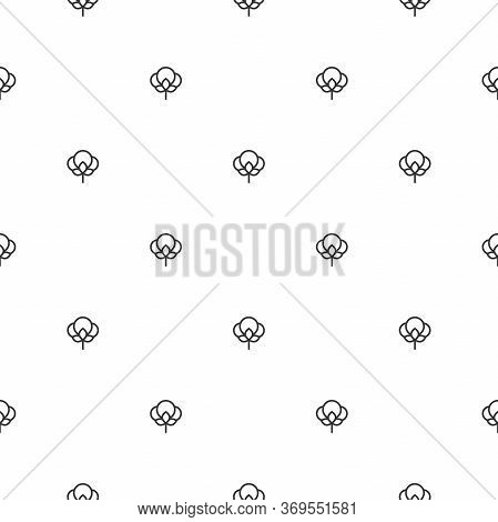 Cotton Seed Seamless Pattern On White Background. 100 Cotton -linear Ornamnet.