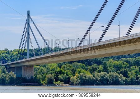 Novi Sad, Serbia - July 3, 2019: View At Liberty Bridge (most Slobode) In Novi Sad, Serbia