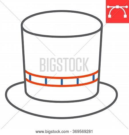 Cylinder Hat Color Line Icon, Clothing And Classic, Gentelman Hat Sign Vector Graphics, Editable Str