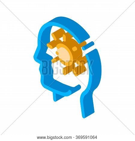 Shining Sun In Man Silhouette Mind Vector Isometric Sign. Color Isolated Symbol Illustration