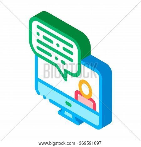 Computer Screen And Avatar Internet Discuss Vector Isometric Sign. Color Isolated Symbol Illustratio