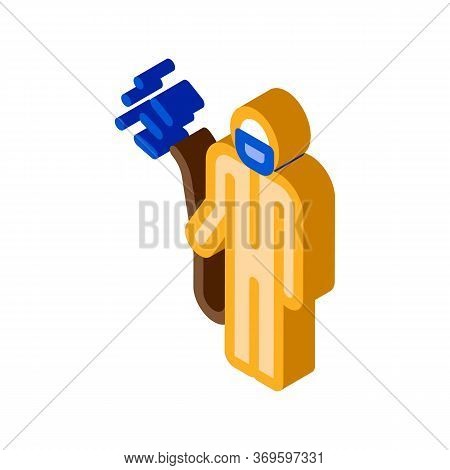 Human With Chemical Aerosol Icon Vector. Isometric Human With Chemical Aerosol Sign. Color Isolated 