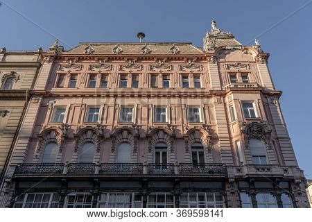 Building Facade On Street Of Szabad Sajto During Sunset In Budapest