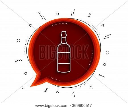 Brandy Bottle Line Icon. Chat Bubble With Shadow. Whiskey Or Scotch Alcohol Sign. Thin Line Brandy B