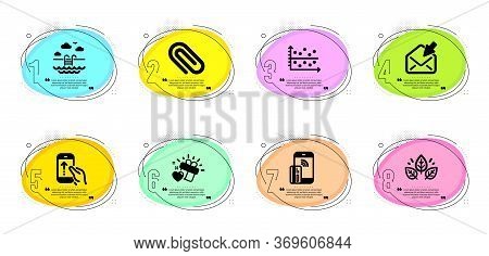 Open Mail, Contactless Payment And Swipe Up Signs. Timeline Infographic. Love Gift, Organic Tested A