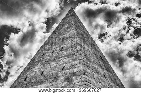 Scenic View Of The Pyramid Of Cestius, Iconic Landmark In Testaccio District In Rome, Italy