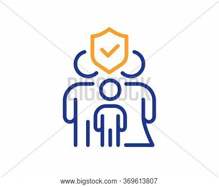 Family Insurance Line Icon. Health Coverage Sign. Life Protection Policy Symbol. Colorful Thin Line 