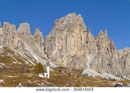 Selva Di Val Gardena, Italy - October 27, 2014: Dolomites Are A Mountain Range Of Special Geological