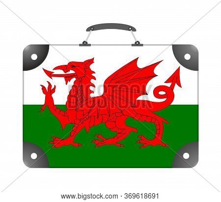 Wales Country Flag In The Form Of A Travel Suitcase On A White Background - Illustration
