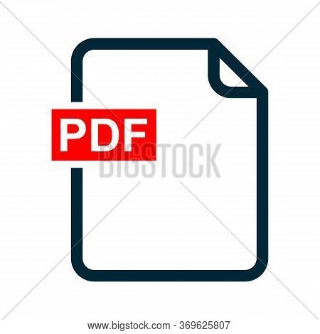 Flat Sign Of Pdf Download Icon Button Isolated On White Background