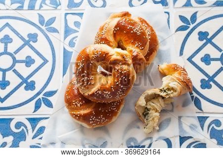 Homemade Yeasty Buns With Cheese And Herbs.