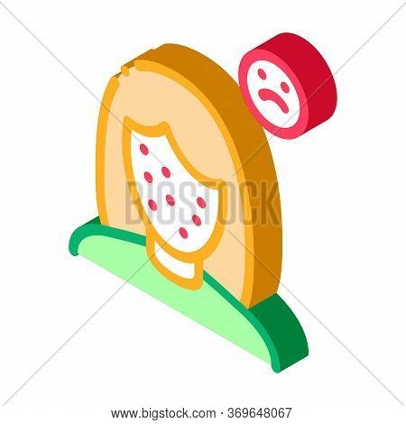 Acne Face Sad Girl Icon Vector. Isometric Acne Face Sad Girl Sign. Color Isolated Symbol Illustratio