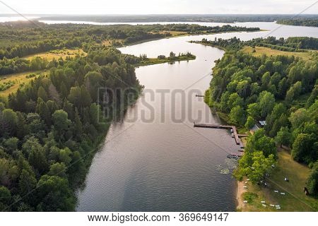 Beautidul Panoramic View Of Lake Seliger  In Ostashkovsky District Of Tver Oblast In Russia. Biggest