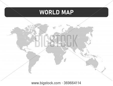 Gray World Map On White Background. Vector Illustration.