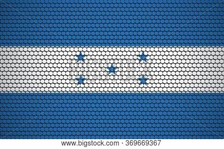 Abstract Flag Of Honduras Made Of Circles. Honduran Flag Designed With Colored Dots Giving It A Mode