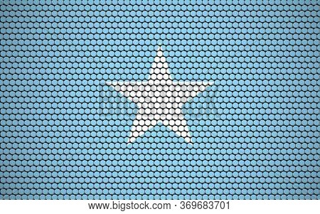 Abstract Flag Of Somalia Made Of Circles. Somalian Flag Designed With Colored Dots Giving It A Moder