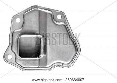 Bottom Assy Oil Of Gray Metal, The Spare Part Strainers Cleaner A  Isolated On A White Background Bo