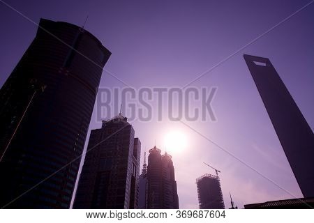 Lujiazui Financial District, Pudong, Shanghai, China, Asia - November 18, 2008: Skyline Of Office Bu