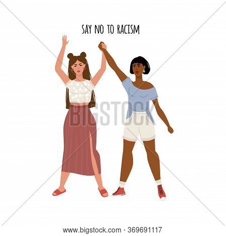 Concept On The Theme Of Racism. Stop Racism. We Are Equal. Vector Stock Illustration. Isolated On A 