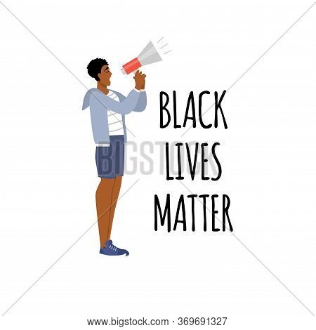 Concept On The Theme Of Racism. Stop Racism. The Image Of A Guy, Equality. Black Lives Matter. Vecto