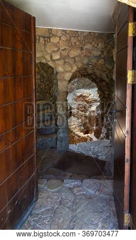 Hararit, Israel, May 30, 2020 : The Main Entrance To The Monastery Of Lavra Netofa Near The Village 