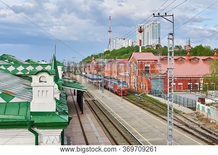 Perm, Russia - May 10, 2020: View Of The Platform Of The Old Station And The Former Railway Workshop