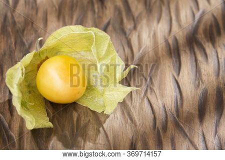 Golden Berry, Tropical Fruit Uchuva. Top View - Physalis Peruviana