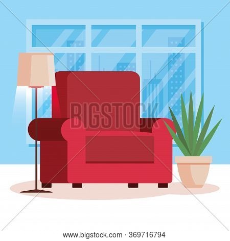 Living Room Home Place With Couch Vector Illustration Design
