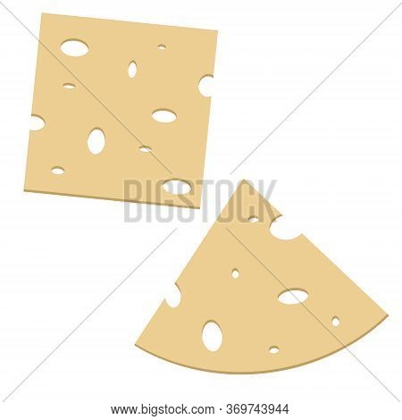 Pieces Of Cheese On A White Background. Vector Illustration