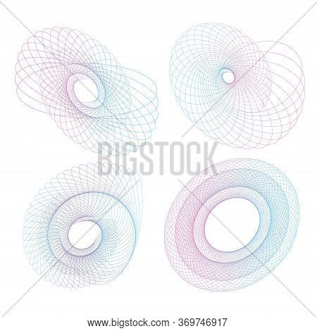 Set Of Spirographs Abstract Element. Vector Illustration