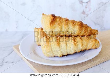 Horn Pastry Cake With Vla Or Vanilla Custard Filling. Homemade Cumcum Cake Filled With Cream