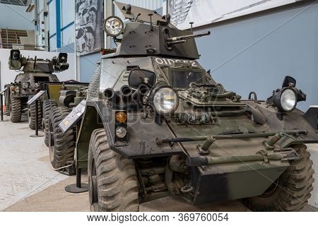 Bovington.dorset.united Kingdom.february 9th 2020.a Ferret Armoured Car Is On Display At The Tank Mu