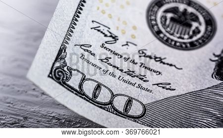 Part of one hundred dollar note macro