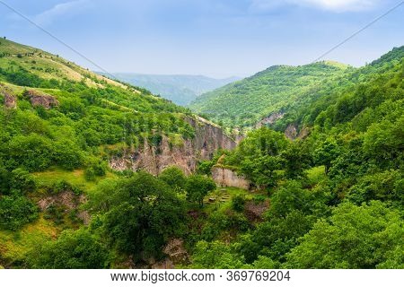 Picturesque Mountains Of Armenia, Beautiful Landscapes Of Khndzoresk City On A Summer Day