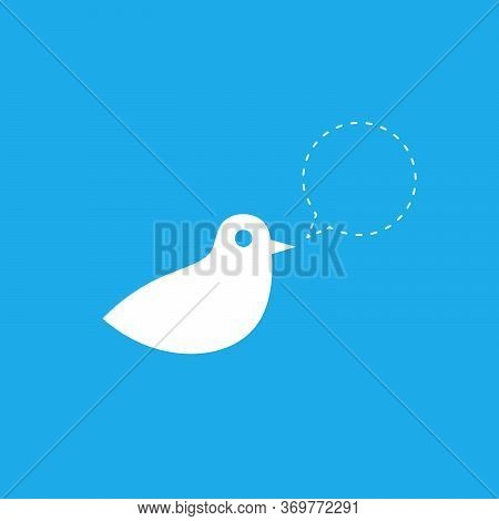 Bird With Dashed Speech Bubble Tweets. Stock Vector Illustration Isolated On White Background.