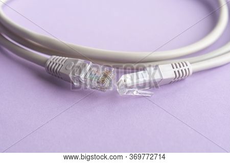 Internet Wire Cat6 Cat5. The Concept Of Connecting To An Internet Network Or Providing Construction 