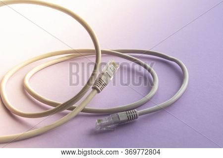 Internet Wire Cat6 Cat5. The Concept Of Connecting To An Internet Network Or Providing Construction 