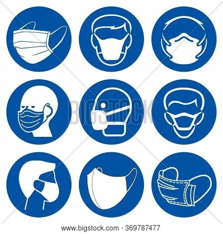 Set Of Fack Mask Face Symbol Sign,vector Illustration, Isolated On White Background Label. Eps10