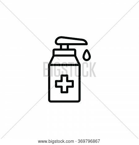 Washing Hand With Sanitizer Liquid Soap Vector Line Icon. Design Template Vector
