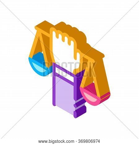 Hand Hold Scales Icon Vector. Isometric Hand Hold Scales Sign. Color Isolated Symbol Illustration