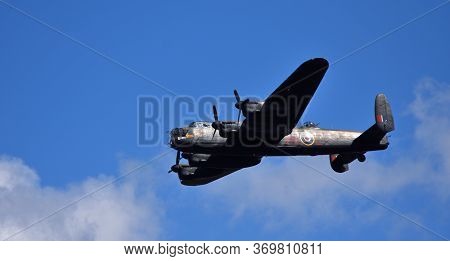 Ickwell, Bedfordshire, England - September 01, 2019:  Avro Lancaster World War 2 Bomber In Flight.