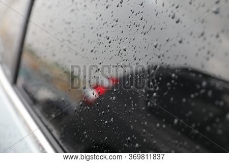 Rain Drops On Car Glass,  Rainy Weather