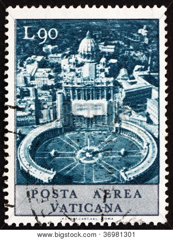 Postage Stamp Vatican 1967 Aerial View Of St. Peter's Square