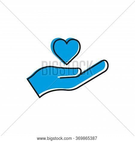 Heart And Hand Symbol. Design Vector
