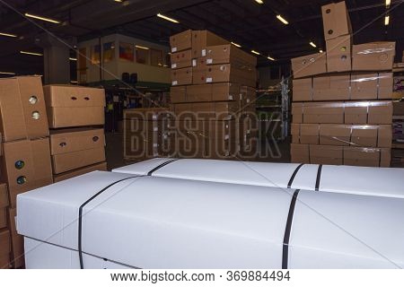 Flower Auction. Flowers Packed In Boxes And Ready For Export.
